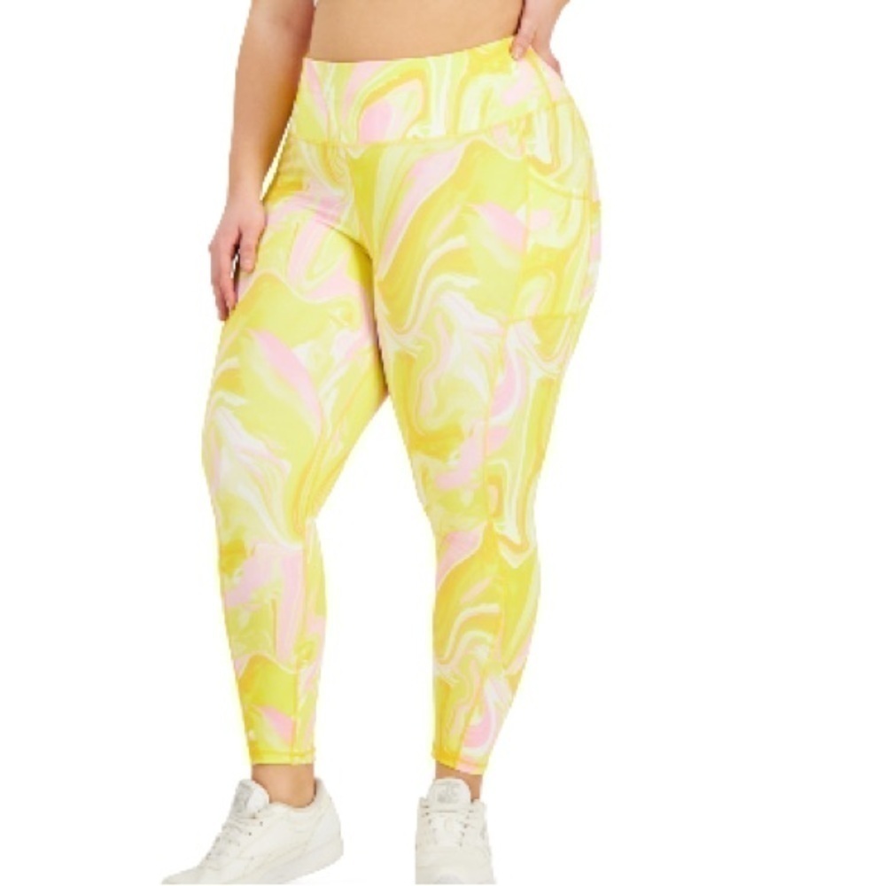 ID IDEOLOGY Compression Watercolor Whirl 7/8 Leggings, High-Rise Side-Pocket 2X